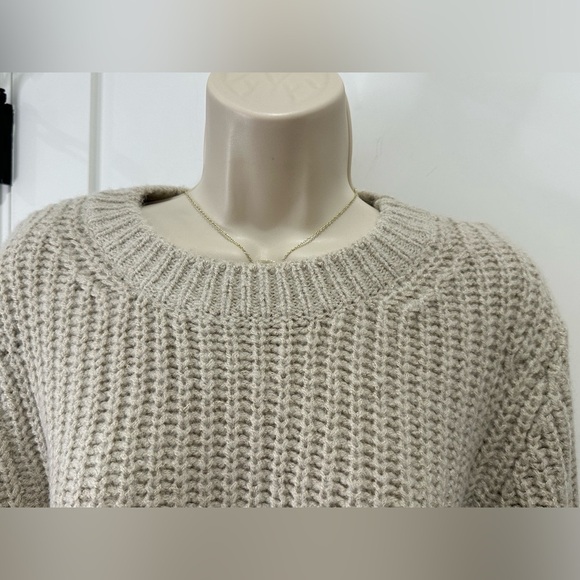 Boden Chunky Knit Sweater Ribbed Wool Alpaca Crewneck Beige Large Quiet Luxury - Picture 7 of 12